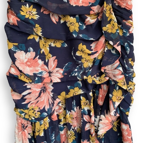 Lulu's Floral Midi Dress in Navy and Pink - Picture 6 of 16